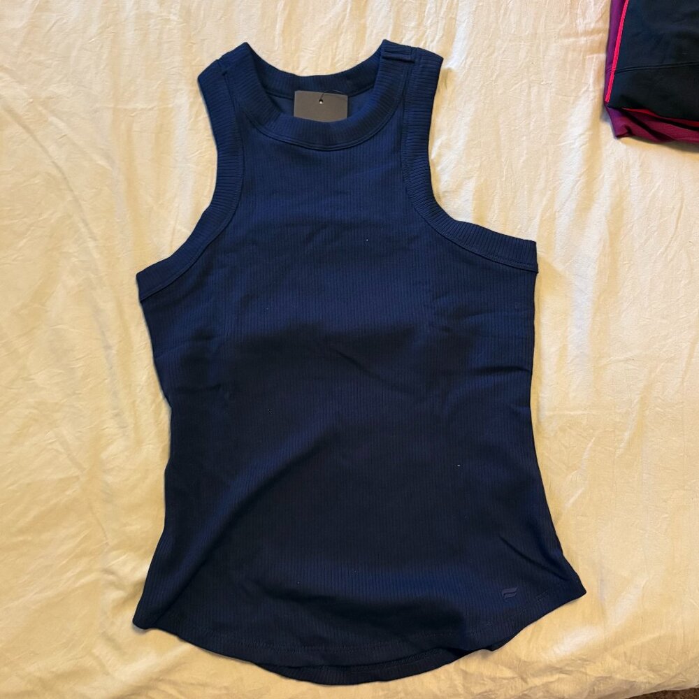 Fabletics High Neck Rib Built-In Bra Tank - Picture 3 of 6
